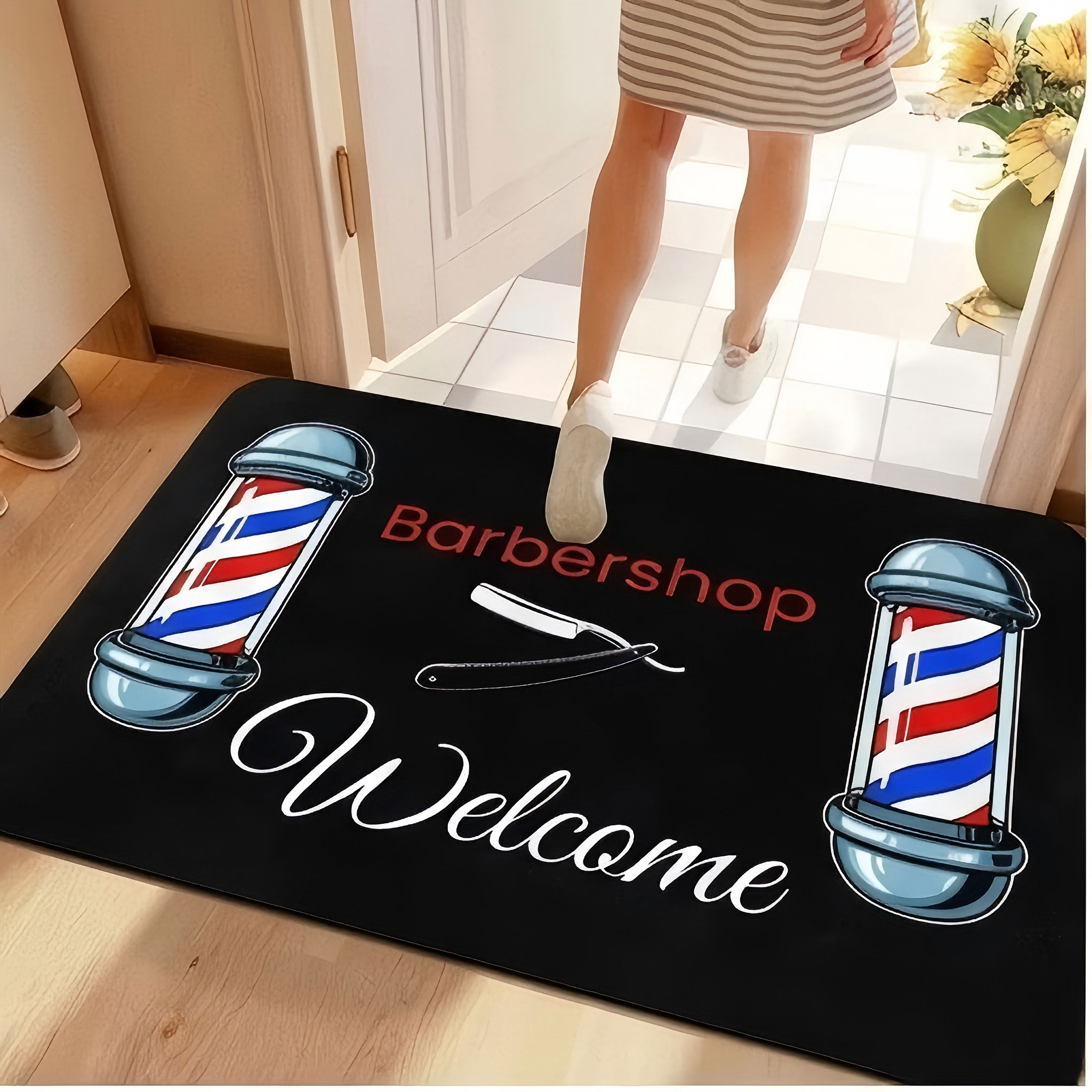 Commercial Printing And Graphics - Keset grafis tiang barbershop, karpet toko